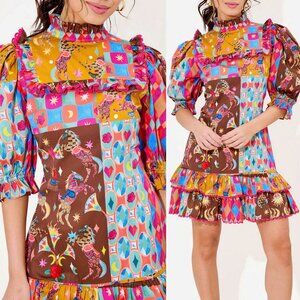 Alden Adair Murphy Horse Print Ruffle Dress in Triple Crown